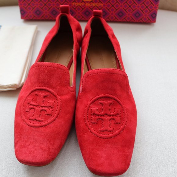 Tory Burch Red Suede Loafers - Picture 2 of 7